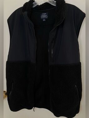 J. Crew Authentic Outerwear Sherpa Fleece Vest, Black, Men’s XL